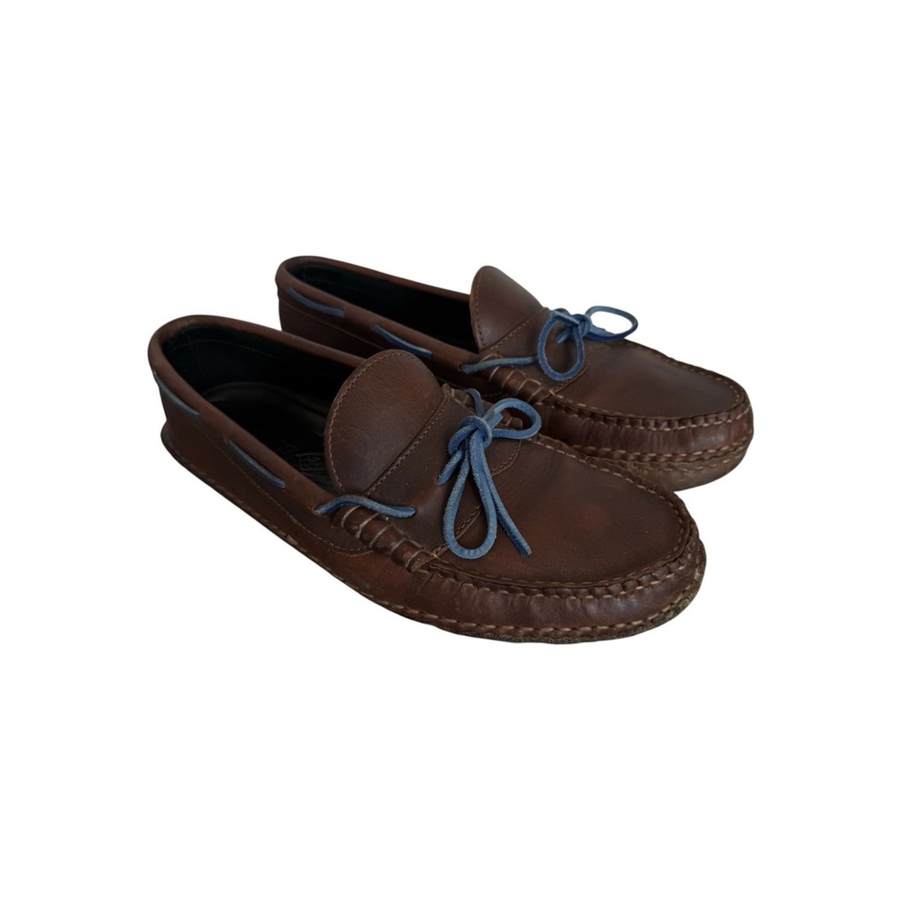 Quoddy Canoe Moc Leather Moccasins Men 13 Camp Shoes Blue Lace Heritage Gorpcore